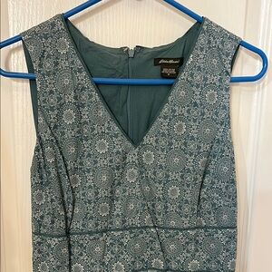 Eddie Bauer Teal Floral V-Neck Dress